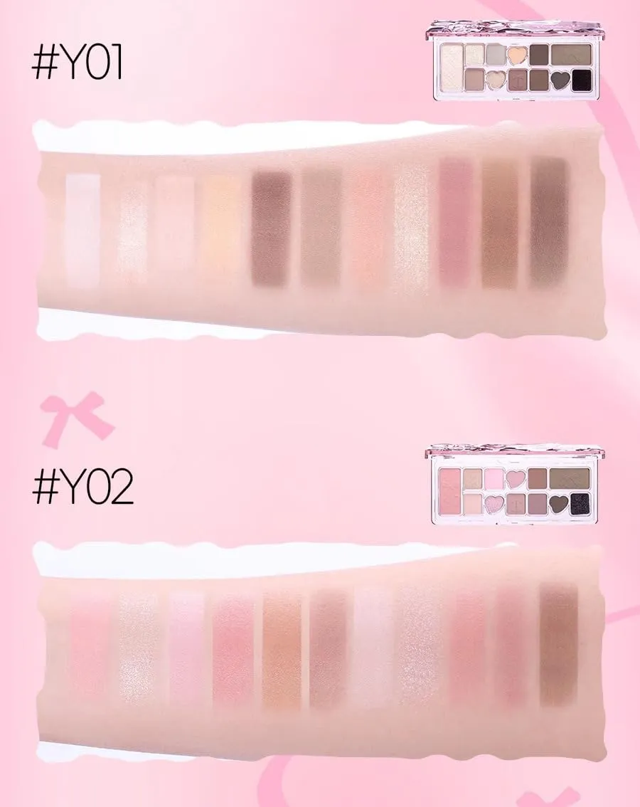 1 PC 11 Colors Dream Colors Eyeshadow Palette, All in One Palette Silky Smooth Pigmented Shimmer Matte Creamy Eyeshadow Palette With Cleansing Sponge (Y02)