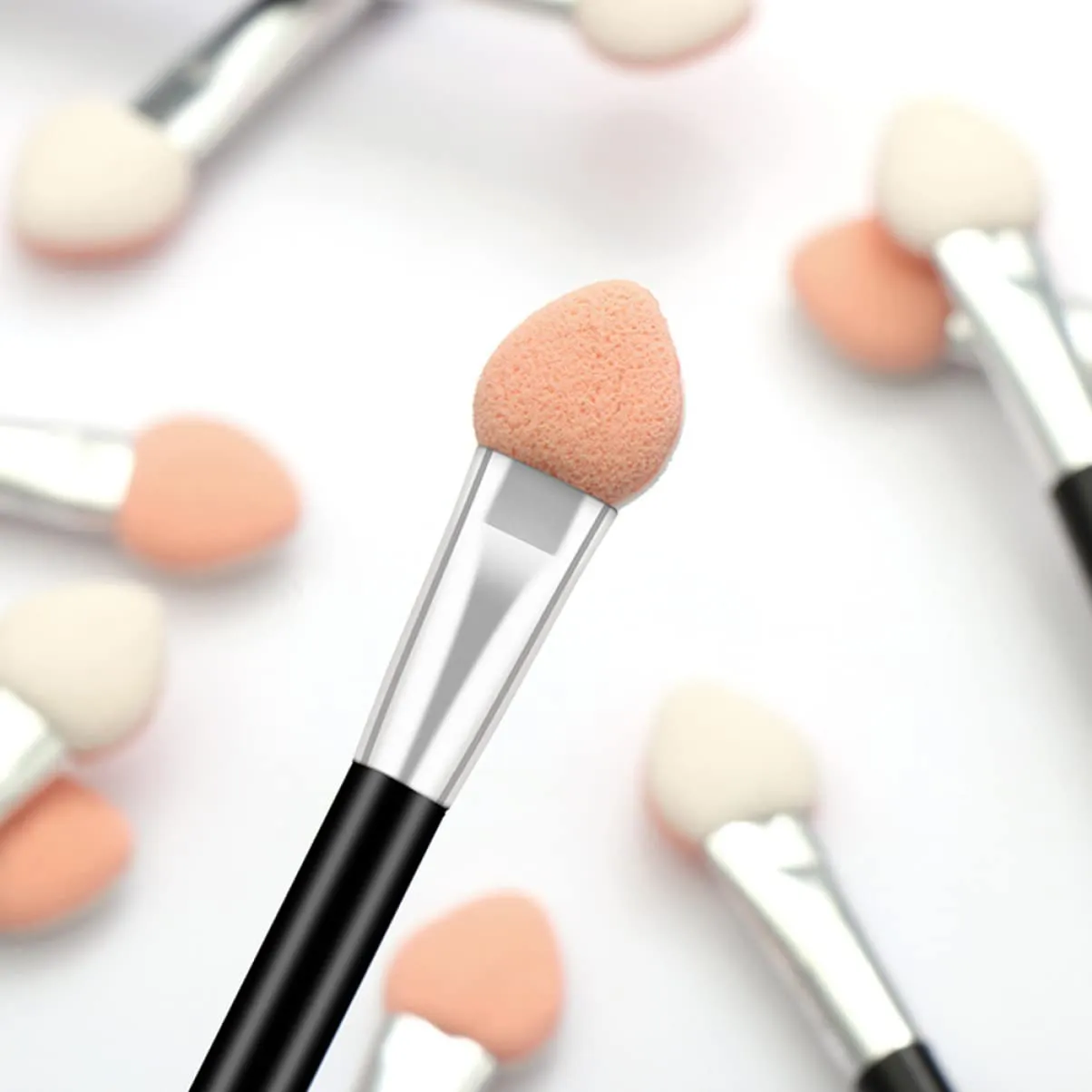 100pcs Eyeshadow Beauty Tipped Eye Shadow and Oval Girls Tools Dual for Pink Sides Daily Sticks Double- end Women Brush Applicator Professional Sponge Makeup Lady
