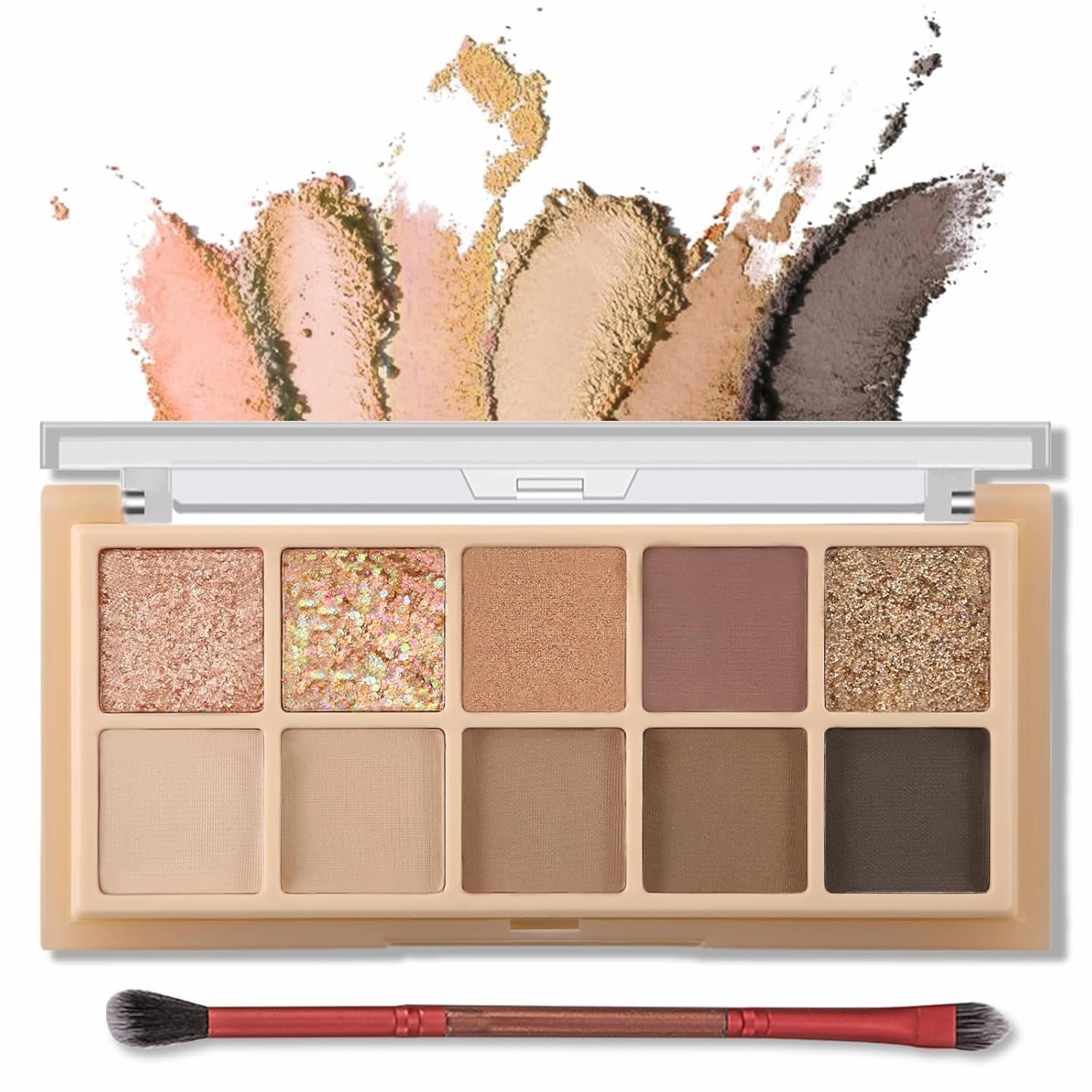 10 Colors Matte Eyeshadow Palette, Grey Brown Eye Shadow Palette Makeup, Neutral Taupe Eye Makeup Pallet, Ultra-Blendable, Long Lasting Natural Nude Eyeshadow Pallete for Older Women, Cement