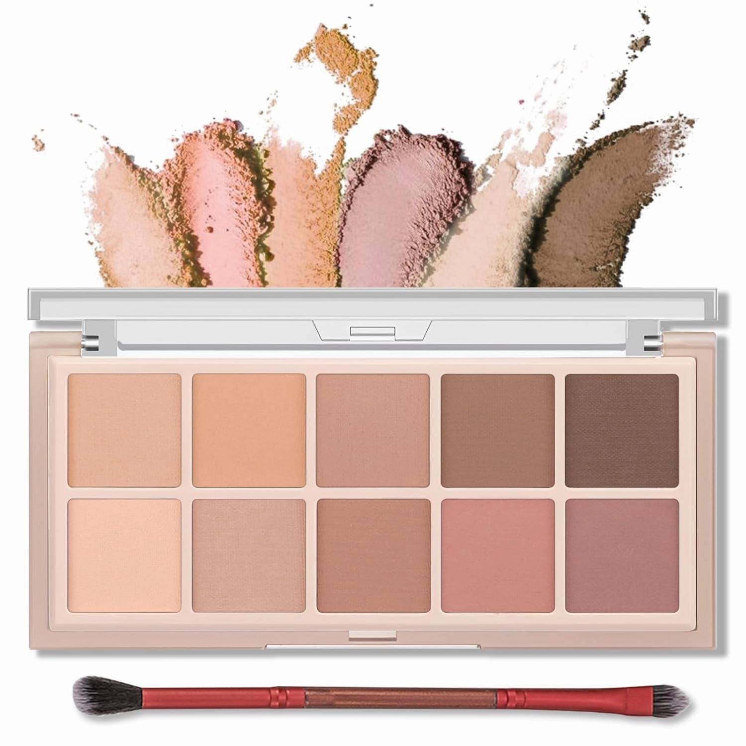 10 Colors Matte Eyeshadow Palette, Grey Brown Eye Shadow Palette Makeup, Neutral Taupe Eye Makeup Pallet, Ultra-Blendable, Long Lasting Natural Nude Eyeshadow Pallete for Older Women, Cement