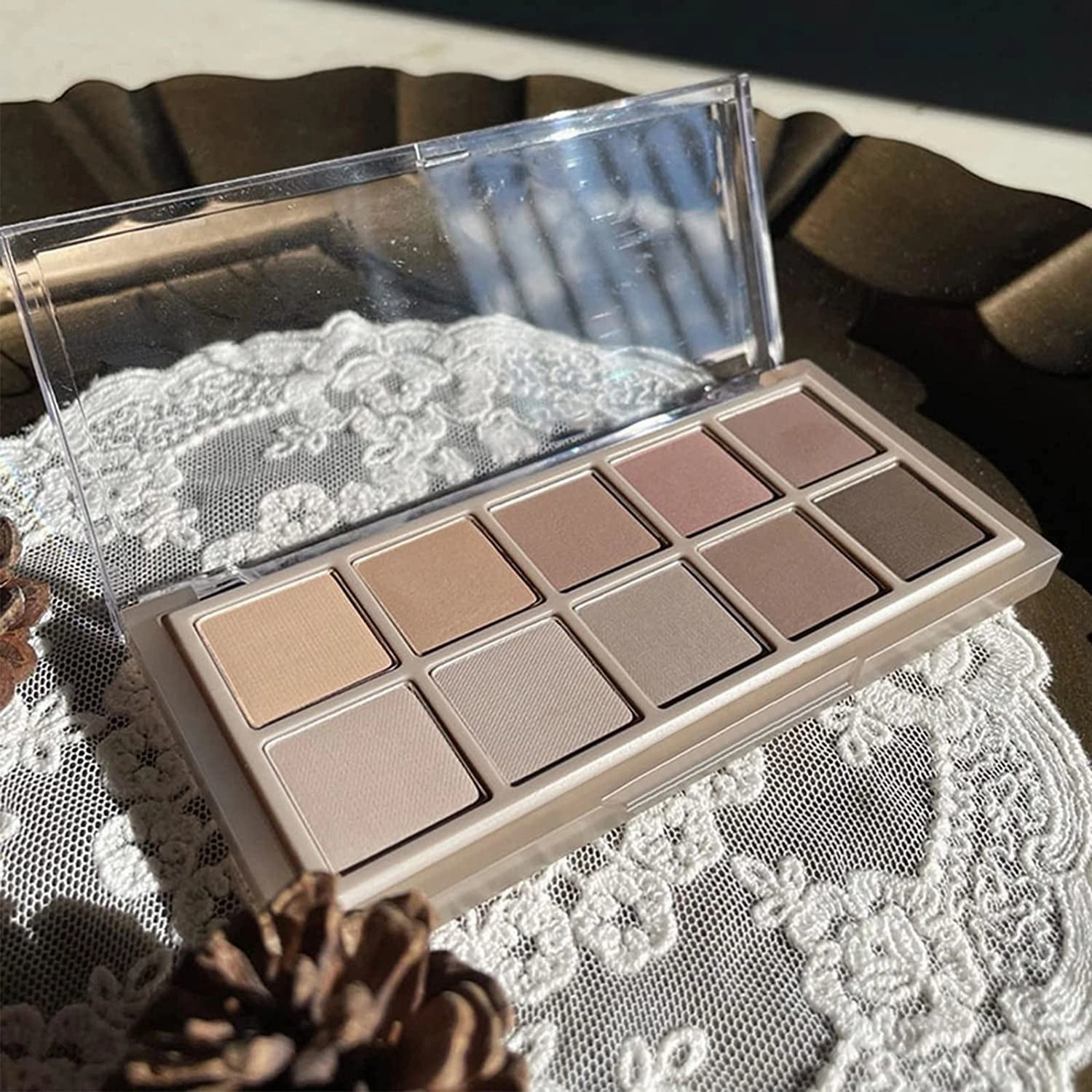 10 Colors Matte Eyeshadow Palette, Grey Brown Eye Shadow Palette Makeup, Neutral Taupe Eye Makeup Pallet, Ultra-Blendable, Long Lasting Natural Nude Eyeshadow Pallete for Older Women, Cement