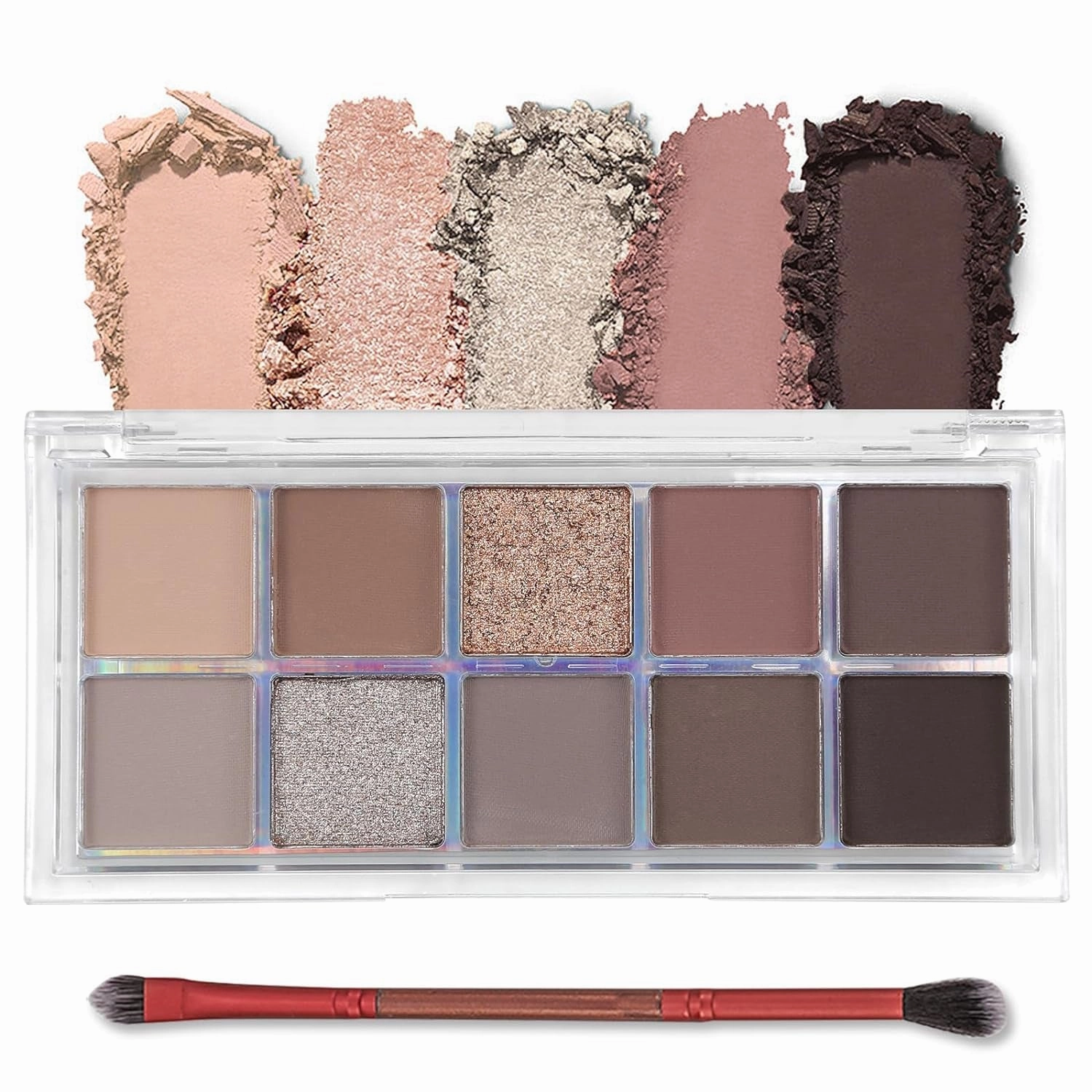 10 Colors Matte Eyeshadow Palette, Grey Brown Eye Shadow Palette Makeup, Neutral Taupe Eye Makeup Pallet, Ultra-Blendable, Long Lasting Natural Nude Eyeshadow Pallete for Older Women, Cement