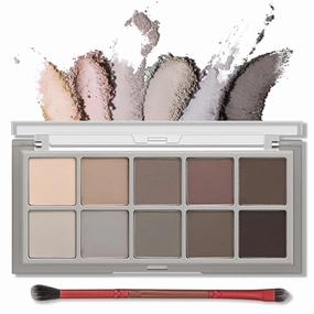 10 Colors Matte Eyeshadow Palette, Grey Brown Eye Shadow Palette Makeup, Neutral Taupe Eye Makeup Pallet, Ultra-Blendable, Long Lasting Natural Nude Eyeshadow Pallete for Older Women, Cement