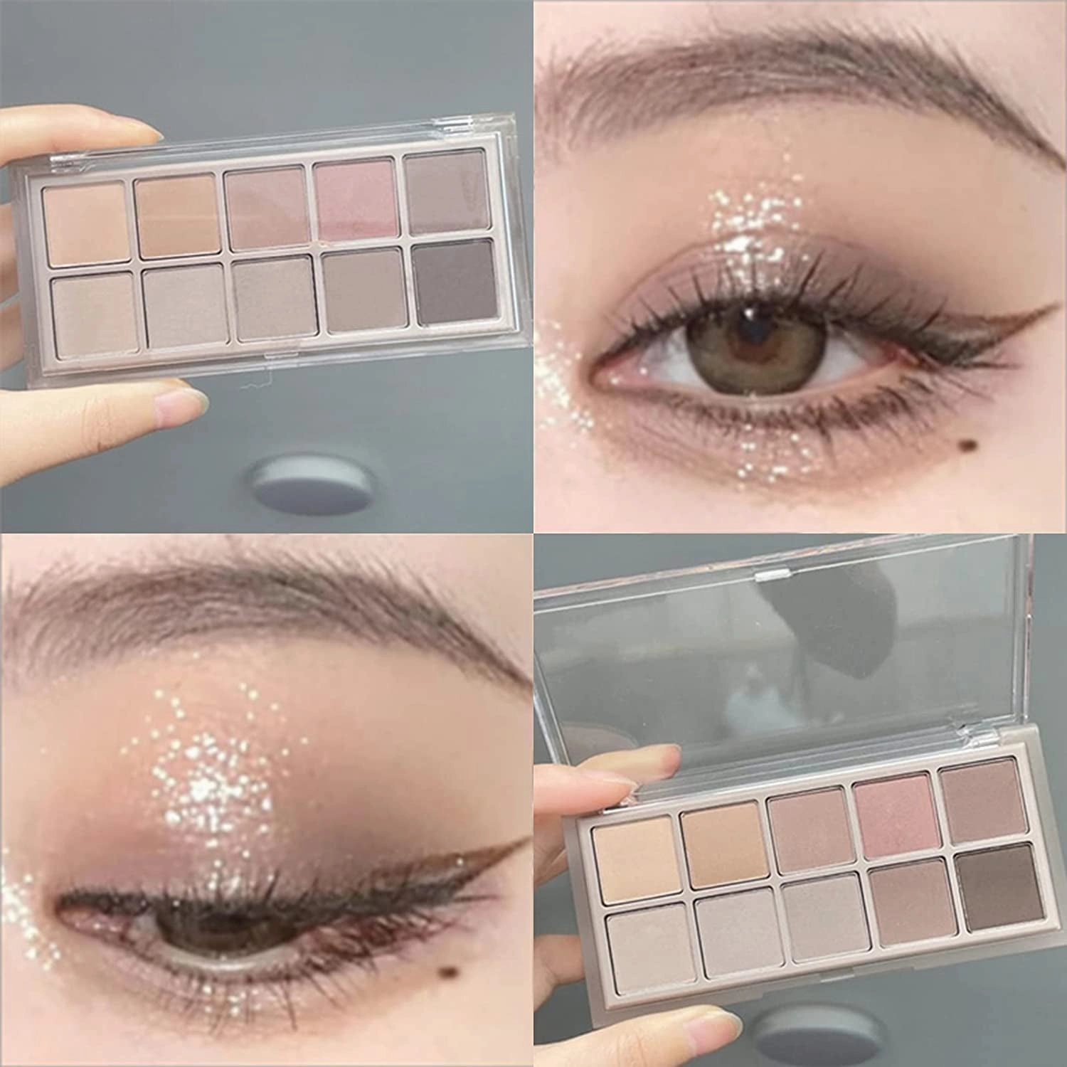 10 Colors Matte Eyeshadow Palette, Grey Brown Eye Shadow Palette Makeup, Neutral Taupe Eye Makeup Pallet, Ultra-Blendable, Long Lasting Natural Nude Eyeshadow Pallete for Older Women, Cement