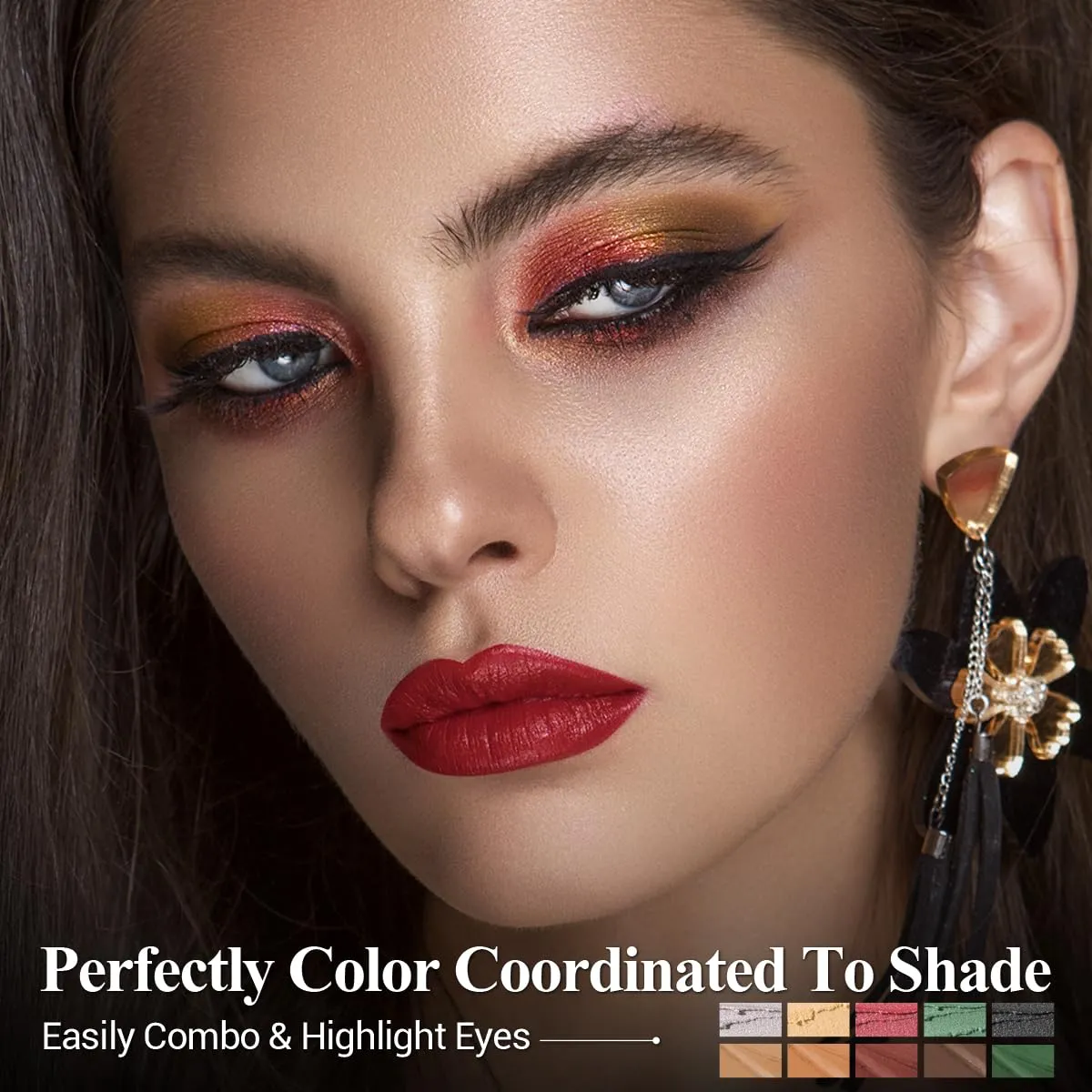 10PCS Eyeshadow Stick,Pro Longwear Cream Eye Shadow Brightener Pencil Crayon Makeup Sticks-Christmas Golden Night
