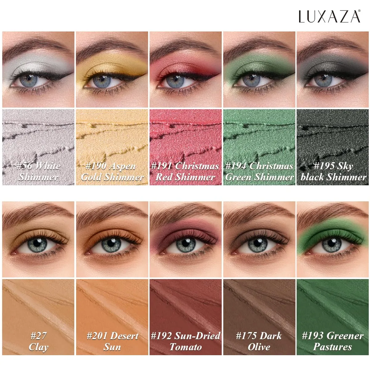 10PCS Eyeshadow Stick,Pro Longwear Cream Eye Shadow Brightener Pencil Crayon Makeup Sticks-Christmas Golden Night