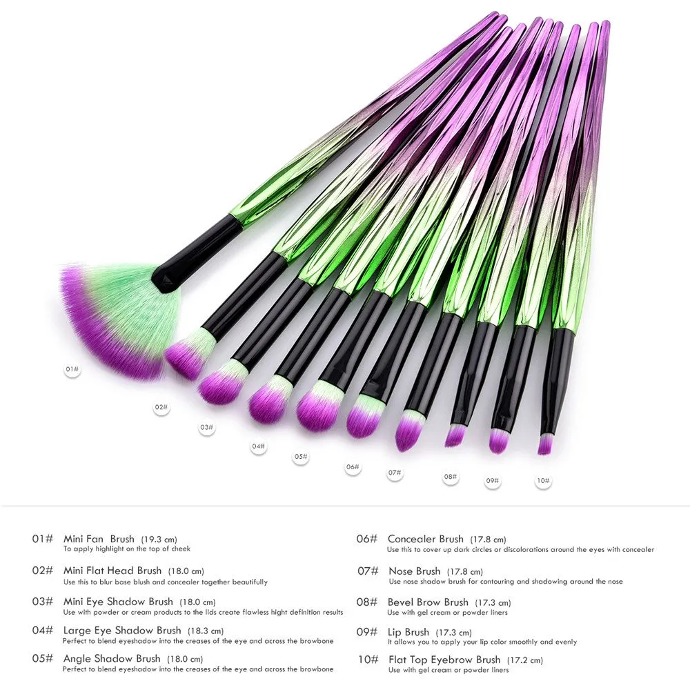 10Pcs Makeup Brushes Set Foundation Powder Eyeshadow Eyeliner Lip Brush Tool en Girls Merchandise