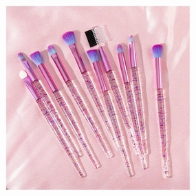 10pcs Eye Brushes Set Eyeliner Eyebrow Eyeshadow Makeup Cosmetic Beauty Tools(Argento)