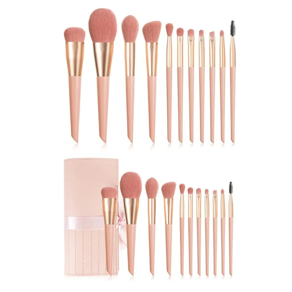 11pcs Makeup Brushes Powder Shadow Foundation Wooden Handle Brush Eyeshadow Lip Blend Brush Set Cosmetic Tool