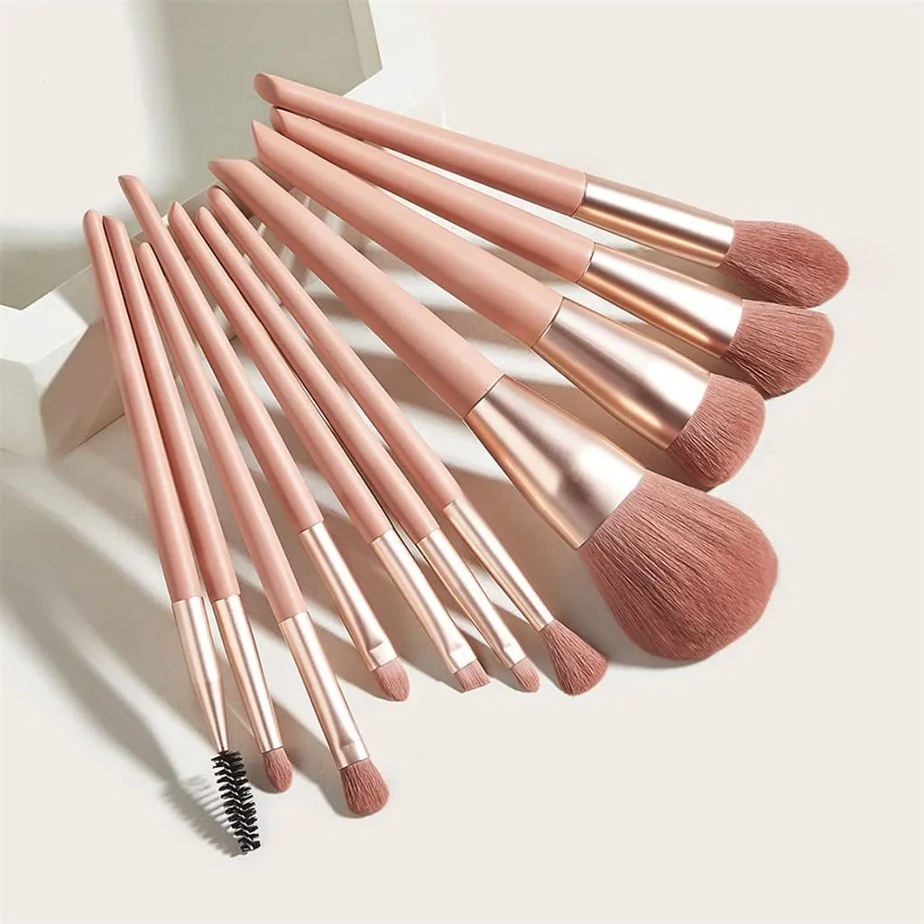 11pcs Makeup Brushes Powder Shadow Foundation Wooden Handle Brush Eyeshadow Lip Blend Brush Set Cosmetic Tool