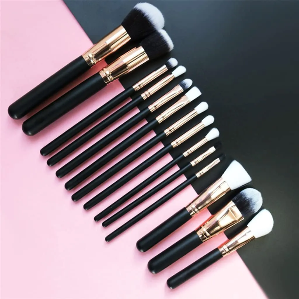 15Pcs Makeup Brushes Set Cosmetic Foundation Powder Blush Eye Shadow Lip Blend Wooden Make Up Brush Tool Kit