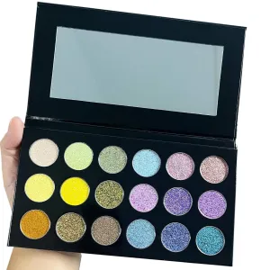 18 color eyeshadow palette,vegan eye shadow with special colors eyeshadow cosmetic Matte duochrome eyeshadow (make up-3（black palette）)