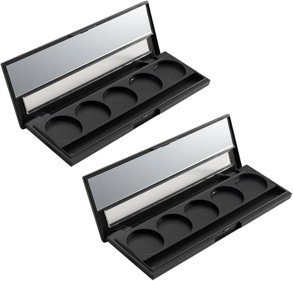 2 Pcs 5 Grids 26mm Empty Eyeshadow Makeup Palettes Eye Shadow Palette Cases Eyeshadow Pan Storage Cases with Mirror for DIY