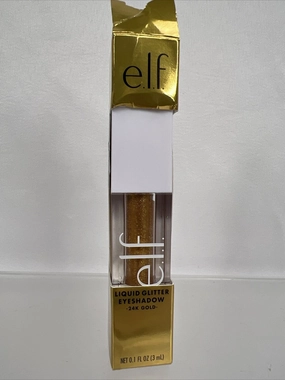 24K Gold e.l.f. Cosmetics Liquid Glitter Eyeshadow 0.1 fl oz Long Lasting Vegan