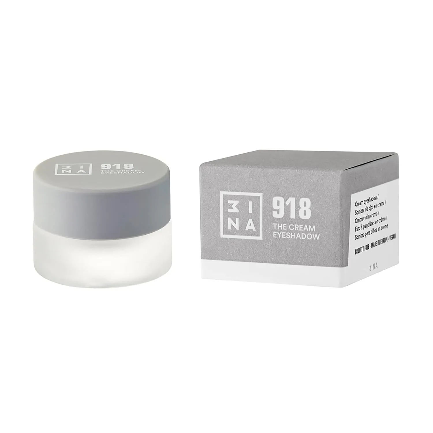 3INA MAKEUP - Vegan - Cruelty Free - The Cream Eyeshadow 918 - Silver - 24H Longwearing & Waterproof Formula - Fast Drying Formula - Highly Pigmented - Matte and Shimmer Finish
