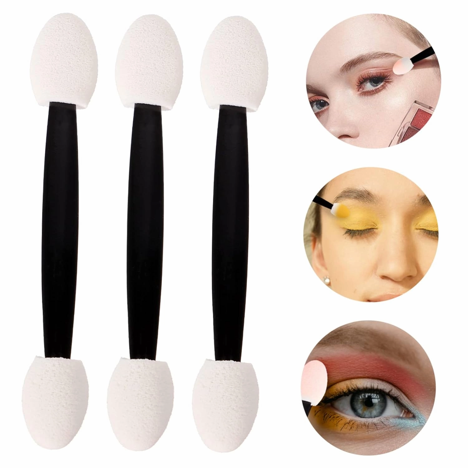 3pcs Double-ended Eyeshadow Applicator Makeup Sponge Tools for Easy Blending Comfortable Grip and Skin-friendly Use for Eye Makeup Enthusiasts and Beginners
