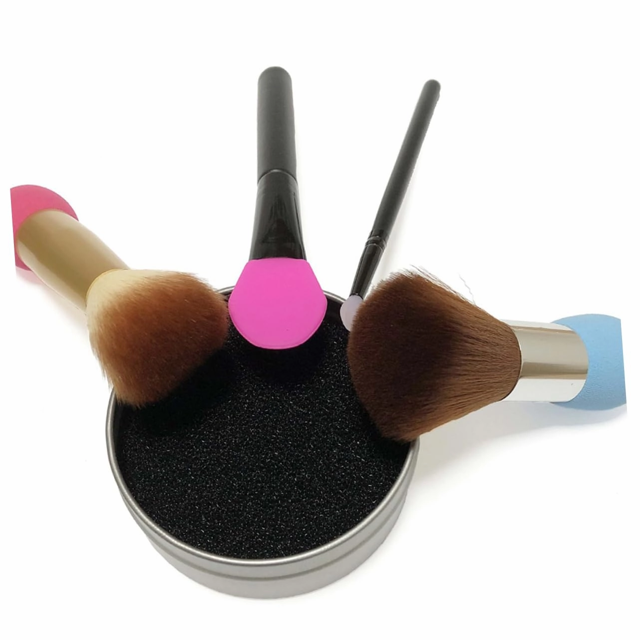 3sets Makeup Brush Cleaning Sponge Set Quick Dry Cleaner Box Single Layer Sponges Replacement Cotton Pads Efficient Reusable Go Makeup