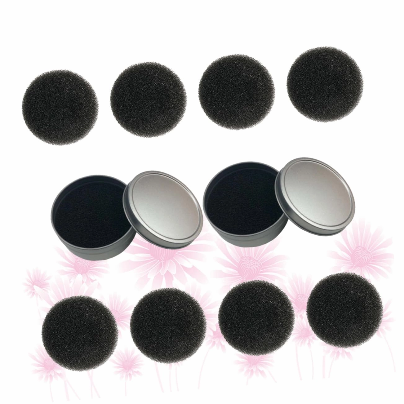 3sets Makeup Brush Cleaning Sponge Set Quick Dry Cleaner Box Single Layer Sponges Replacement Cotton Pads Efficient Reusable Go Makeup