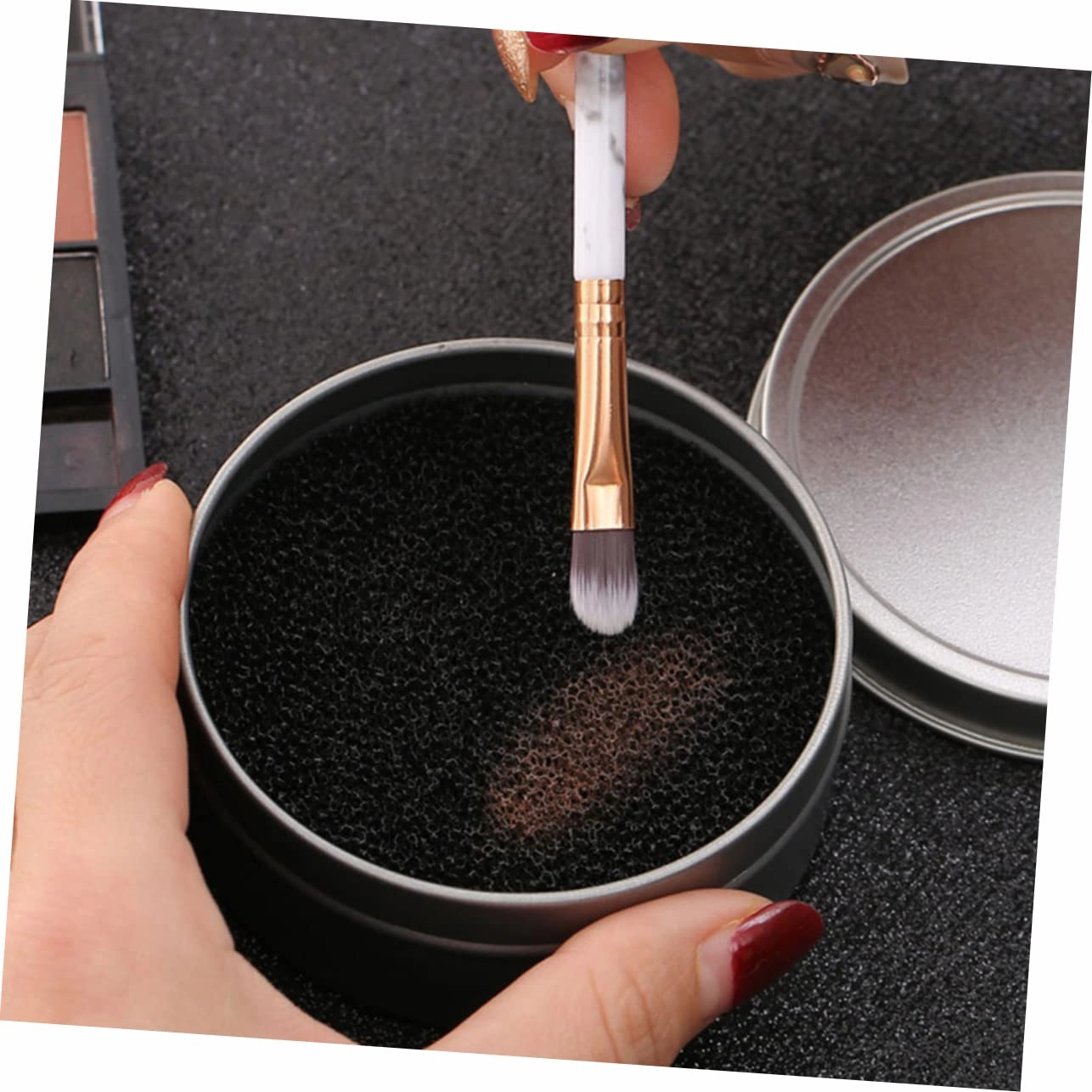 3sets Makeup Brush Cleaning Sponge Set Quick Dry Cleaning Box for Efficient Brush Care Includes Single Layer Sponges Replacement Cotton Pads Go Makeup