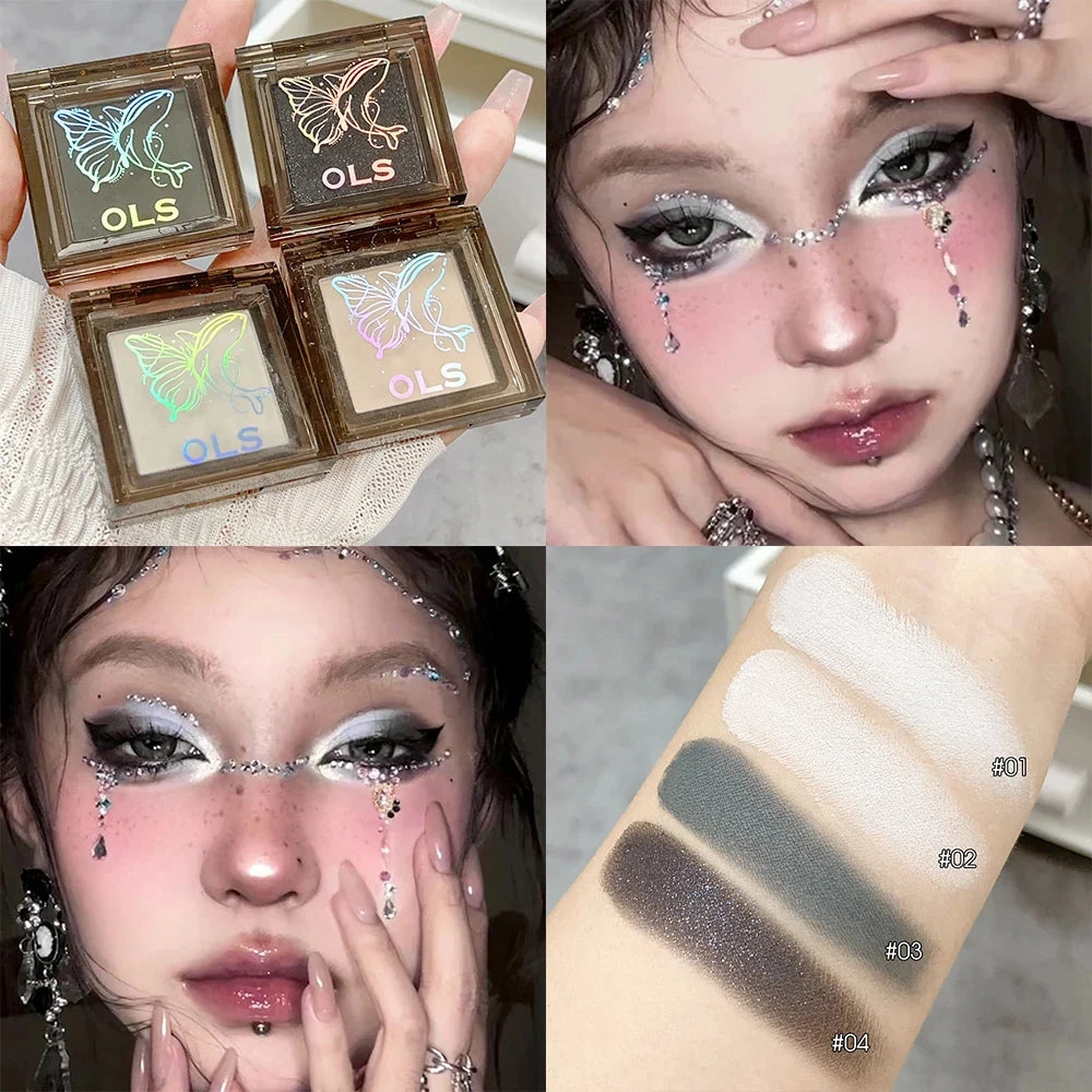 4color Matte White Eyeshadow Palette Monochrome Pearlescent Black Lasting Mashed Potato Eyes Face Highlighter Brightening Makeup