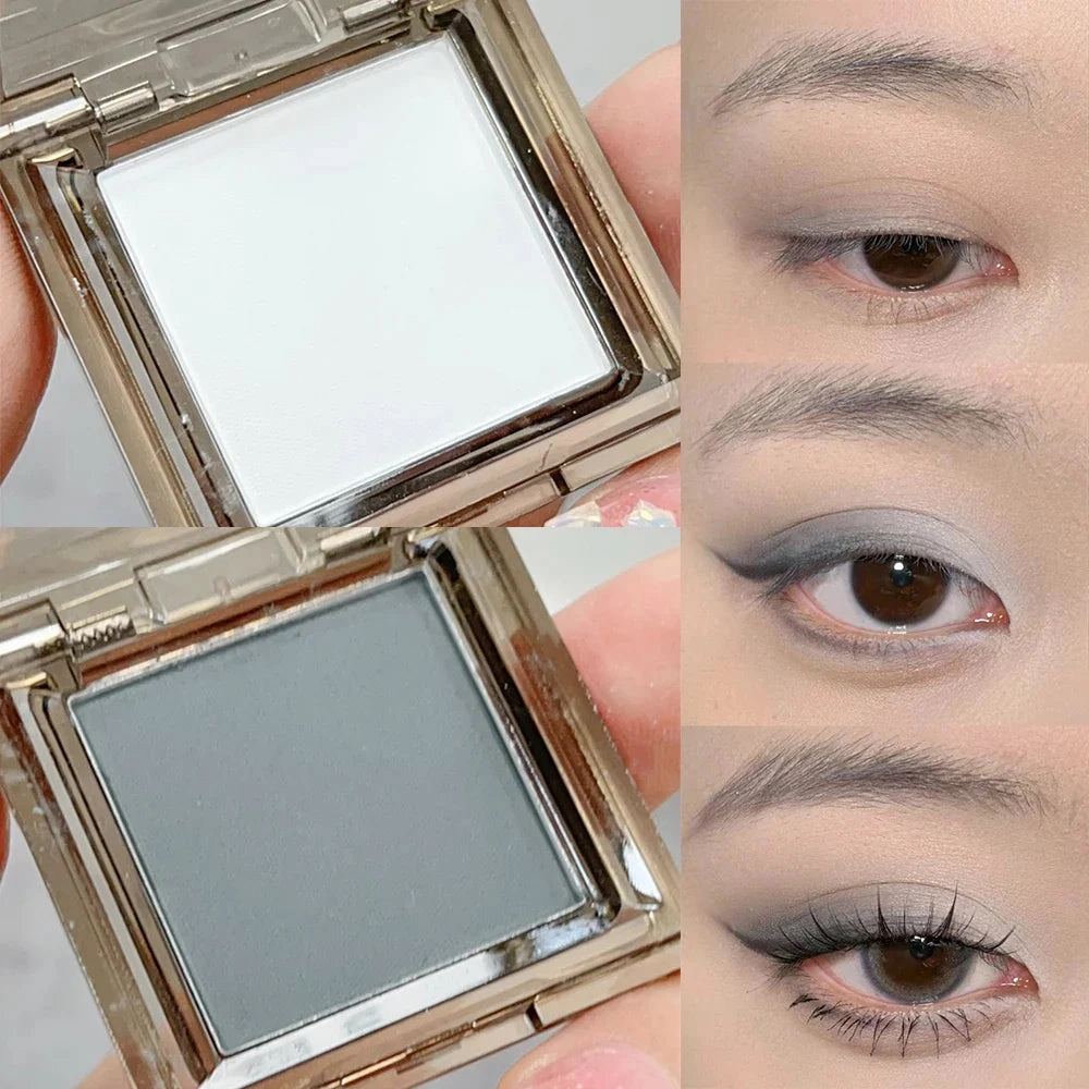 4color Matte White Eyeshadow Palette Monochrome Pearlescent Black Lasting Mashed Potato Eyes Face Highlighter Brightening Makeup