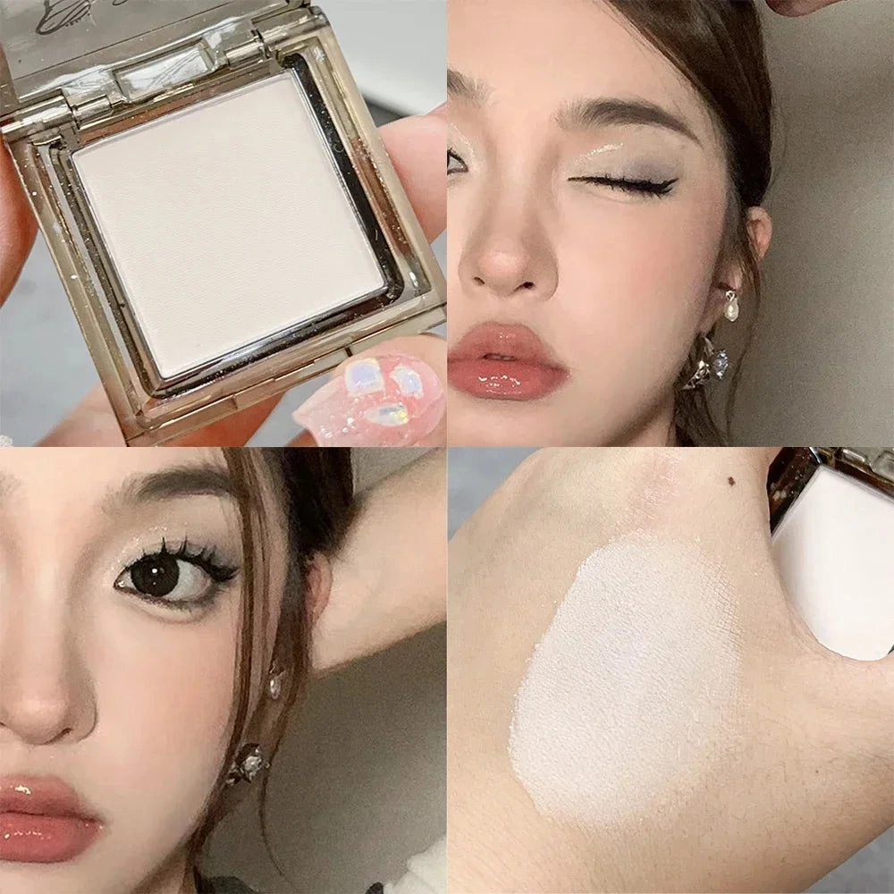 4color Matte White Eyeshadow Palette Monochrome Pearlescent Black Lasting Mashed Potato Eyes Face Highlighter Brightening Makeup