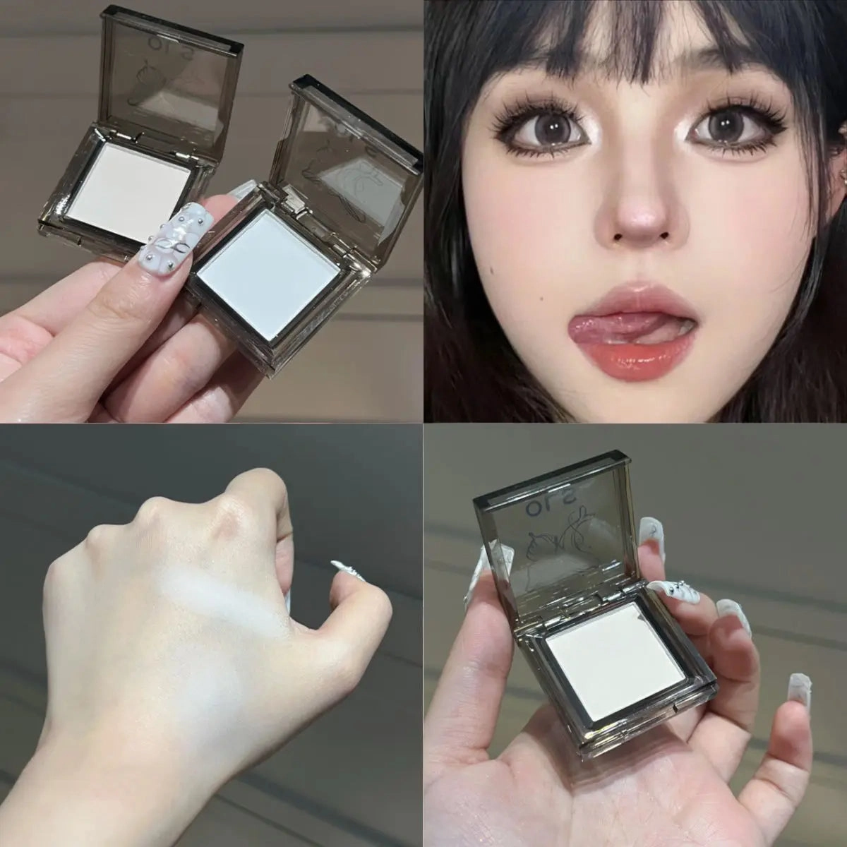 4color Matte White Eyeshadow Palette Monochrome Pearlescent Black Lasting Mashed Potato Eyes Face Highlighter Brightening Makeup
