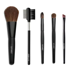 5pcs Premium Makeup Brushes Set Compact Sized Soft Professional Beauty Tools Face Powder Blending Brush Eyeshadow Crease Lash Comb Angle Liner