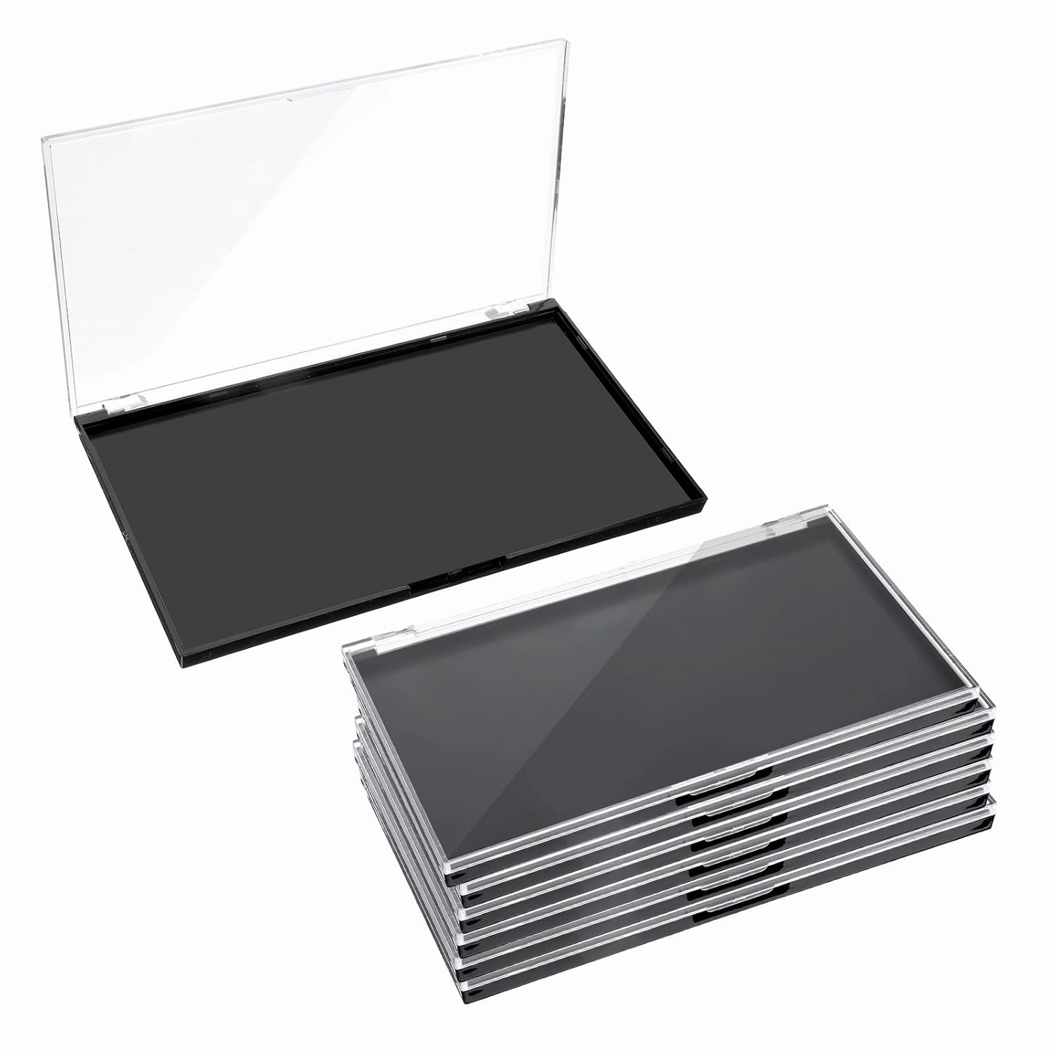 6 Pack Magnetic Makeup Palette with Clear Top, Empty Eyeshadow Palettes Eyeshadow Dispensing Storage Box for DIY Cosmetics Blush Bronzer Highlights Powder(7.71" x 4.33")