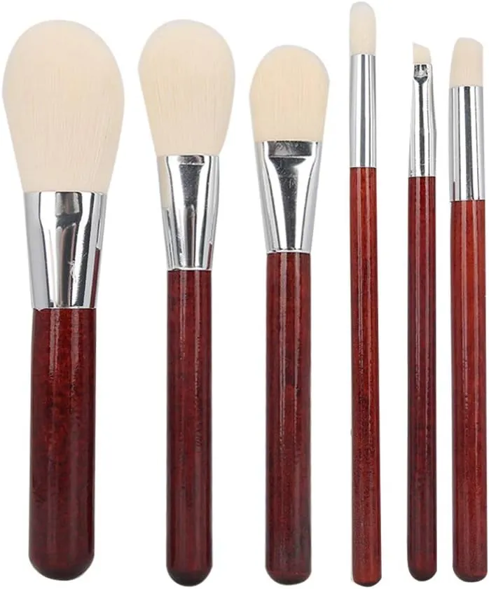 6pcs Makeup Brush Set Portable Eyebrow Blusher Cosmetic Brush Eye Shadow Loose Powder Brush Brush