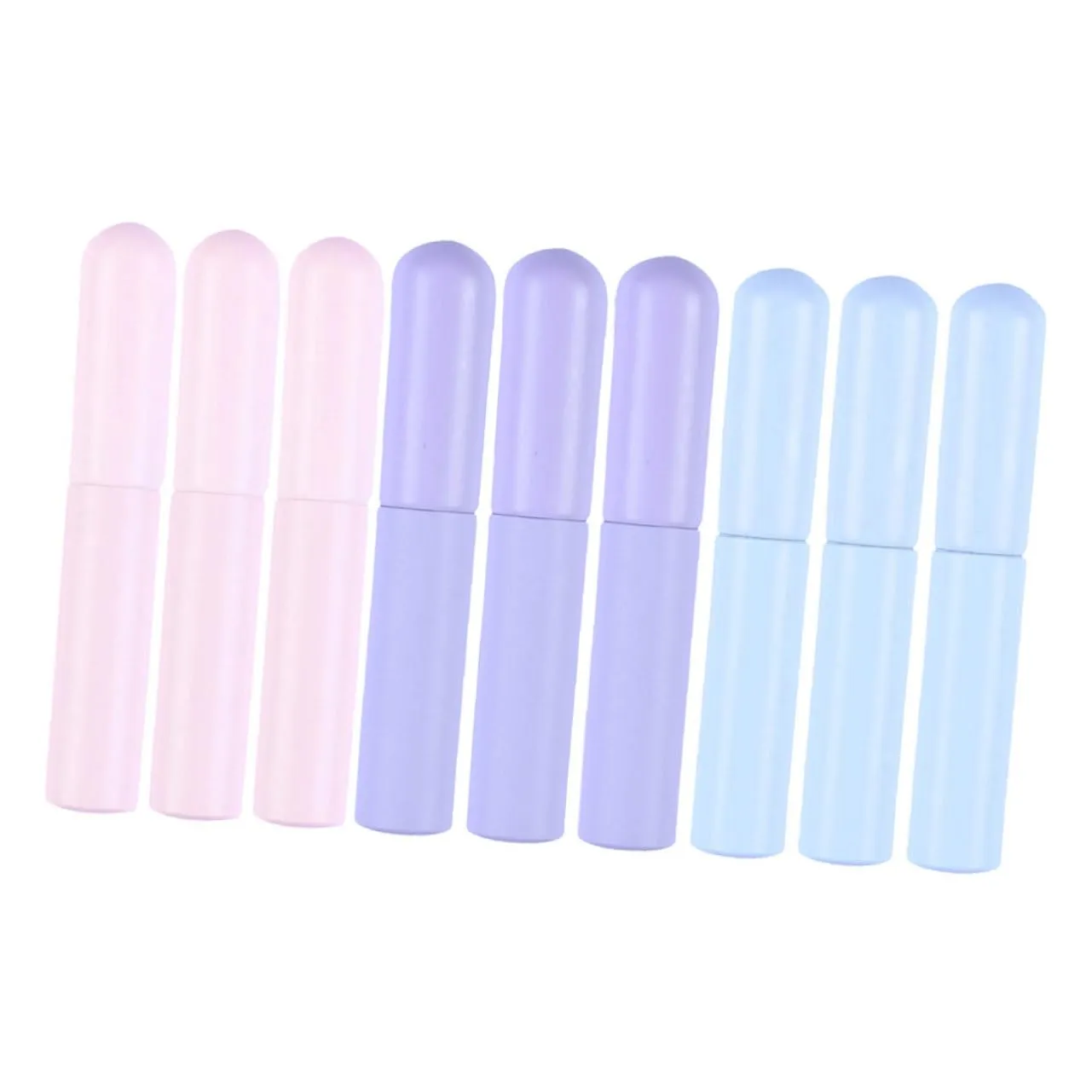 9 Pcs Portable Round Head Silicone Lip Brush Set with Caps Soft Makeup Tools for Travel Daily Use and Quick Touch Ups Lidded Lip Gloss Applicators