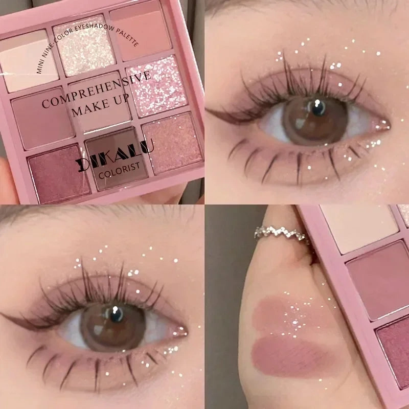 9 Colors Punk Blue Eyeshadow Palette Matte Smoky Black Eye Shadow Shimmer Palette Glitter Nude Cosmetics Pearlescent Eye Makeup