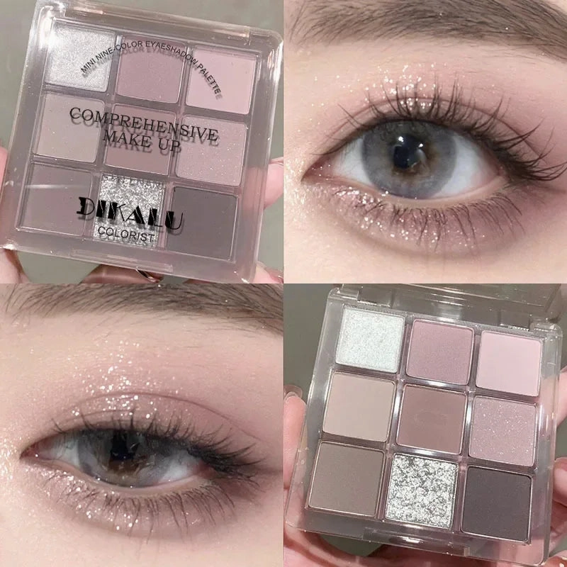 9 Colors Punk Smoky Blue Black Eyeshadow Makeup Pallete Matte Chocolate Brown Eye Shadow Palette Shimmer Shiny Eyeshadow Palette