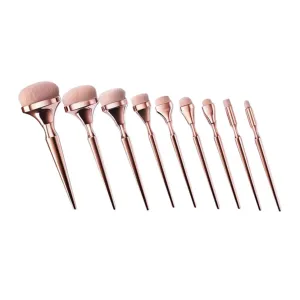 9Pcs Makeup Brush Portable and Stylish Cosmetics Tools for Foundation Blusher Eyeshadow and More present for Makeup Lovers and Beginners Finish
