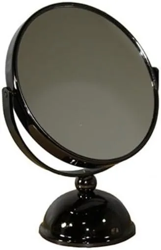 Achieve Detailed Makeup Application with 5.5" Magnifying Makeup Mirror, 360-Degree Rotation, Sturdy Base, Black Finish