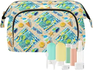 Aesthetic Makeup Bag Travel-Friendly Quilted Organizer with Wide-open Access