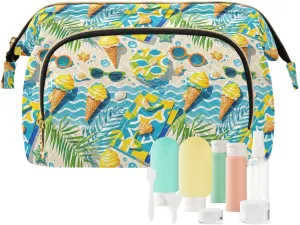 Aesthetic Makeup Bag Travel-Friendly Quilted Organizer with Wide-open Access