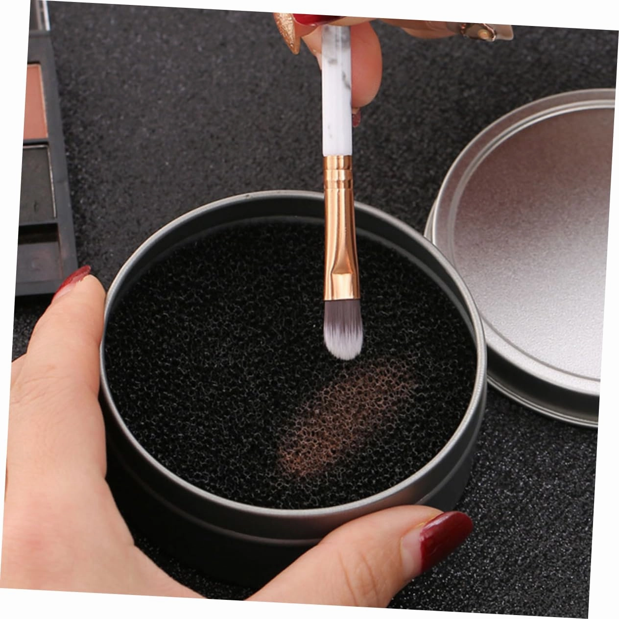 Angoily 2sets Cleaning Sponge Set Quick Dry Makeup Brush Cleaner Single Layer Sponges Replacement Cotton for Efficient Dry Cleaning for Removing