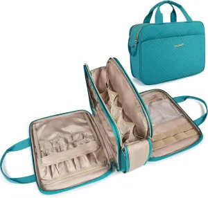 BAGSMART Large Toiletry Bag, Travel Makeup Organizer Water-resistant Makeup Cosmetic Bag Travel Bag for Accessories, Shampoo, Full Sized Container, Toiletries (Teal, Large)
