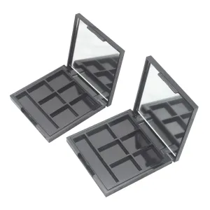 barenx 2x 6 Slots Eyeshadow Palette Portable Blush Powder Foundation Case W/Mirror