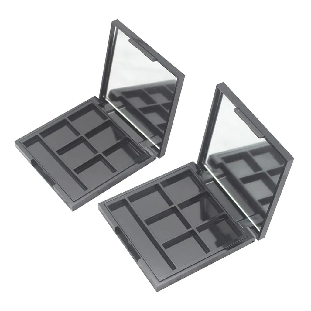 barenx 2x 6 Slots Eyeshadow Palette Portable Blush Powder Foundation Case W/Mirror