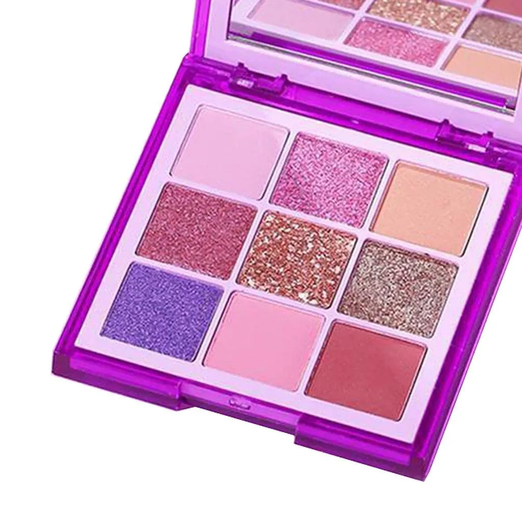 barenx Eyeshadow Palette 9 Color Eye Shadow Matte Glitter Professional Makeup Eye Shadow Powder Long Lasting Waterproof Cosmetic Eye Shadow Palette - Purple