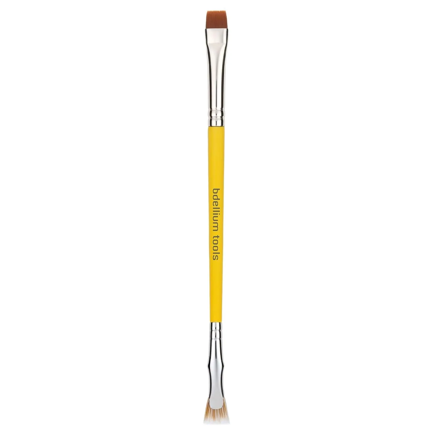 Bdellium Tools Professional Makeup Brush - Studio Series 727 Double-Ended Bent Lash Fan/Flat Definer - With All-Vegan Synthetic Fibers, For Clean, Clump-free Mascara Application (Yellow, 1pc)