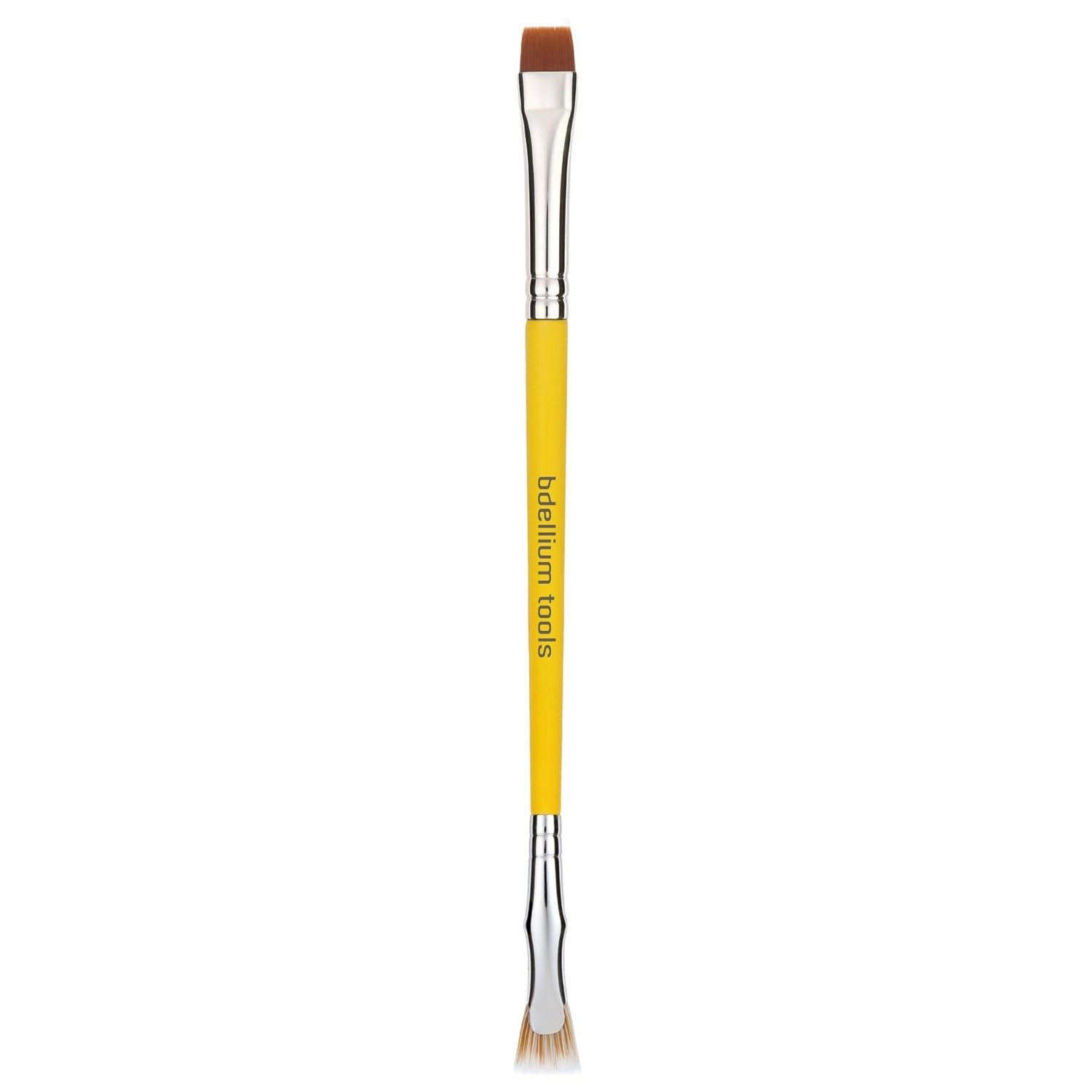 Bdellium Tools Professional Makeup Brush - Studio Series 727 Double-Ended Bent Lash Fan/Flat Definer - With All-Vegan Synthetic Fibers, For Clean, Clump-free Mascara Application (Yellow, 1pc)