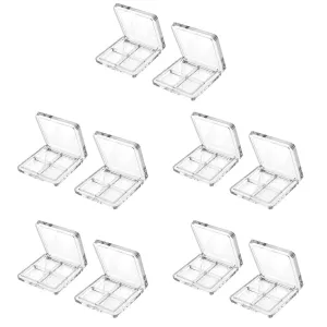 Beaupretty 10 Pieces Empty Eyeshadow Pallet 4 Grids Eye Shadow Lipstick Storage Case Box Clear Makeup DIY Cosmetic Organizer Container