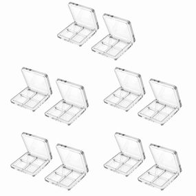 Beaupretty 10 Pieces Empty Eyeshadow Pallet 4 Grids Eye Shadow Lipstick Storage Case Box Clear Makeup DIY Cosmetic Organizer Container
