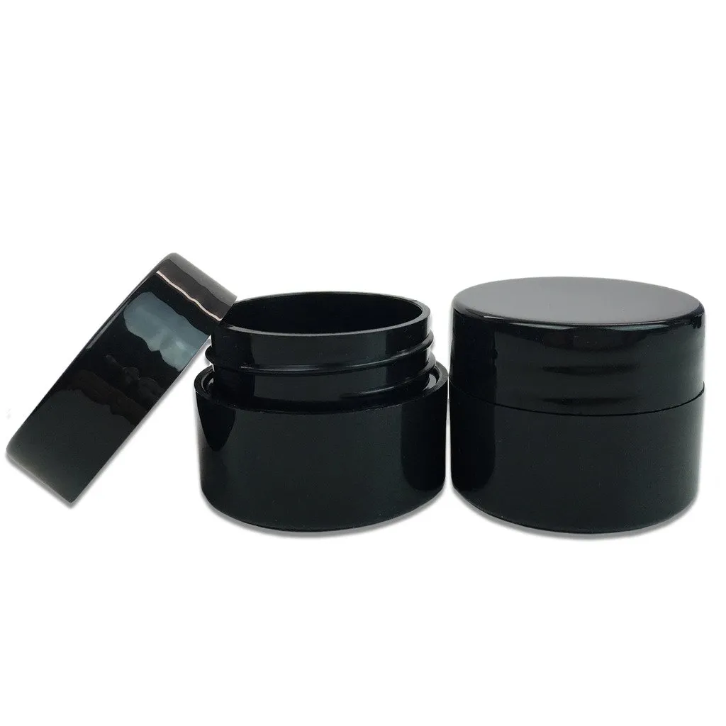 Beauticom® 60 Pieces 7G/7ML (0.25oz) BLACK Sturdy Thick Double Wall Plastic Container Jar with Foam Lined Lid for Powdered Eyeshadow, Mineralized Makeup, Cosmetic Samples - BPA Free