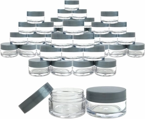 Beauticom 240 Pieces 20G/20ML Round Clear Jars with Gray Lids for Make Up Powder, Eyeshadow Pigments, Lotion, Creams, Lip Balm, Lip Gloss, Samples - BPA Free