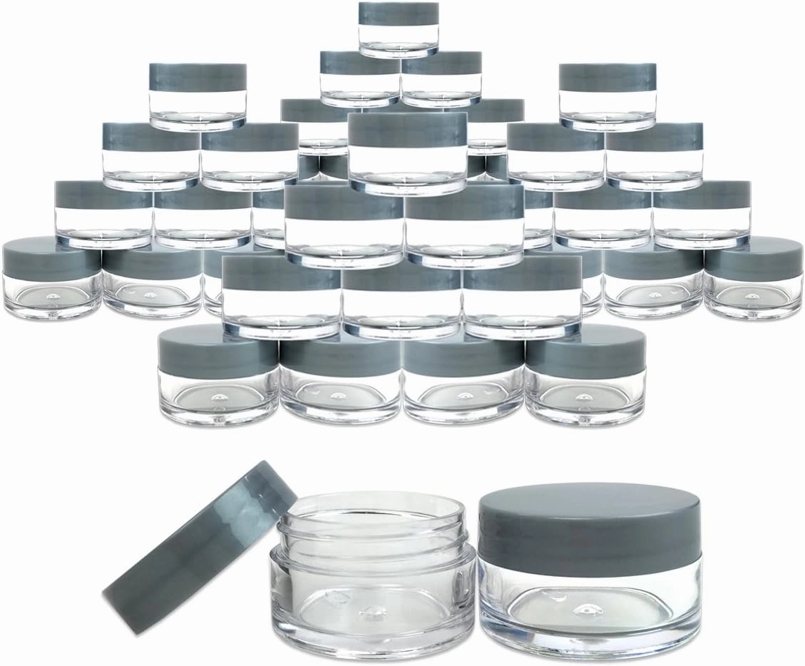 Beauticom 240 Pieces 20G/20ML Round Clear Jars with Gray Lids for Make Up Powder, Eyeshadow Pigments, Lotion, Creams, Lip Balm, Lip Gloss, Samples - BPA Free