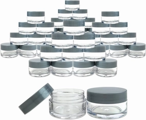 Beauticom 600 Pieces 20G/20ML Round Clear Jars with Gray Lids for Make Up Powder, Eyeshadow Pigments, Lotion, Creams, Lip Balm, Lip Gloss, Samples - BPA Free